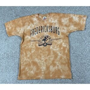 VTG Fredericksburg Texas Shirt Adult Large Orange Tie Dye Cowboy Western 90s USA